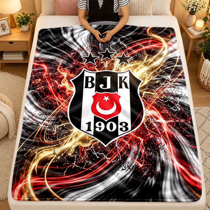 Flannel BlanketBeşiktaş FC Warm Soft Throw Blanket for Indoor Sofa Bed Living Room Use