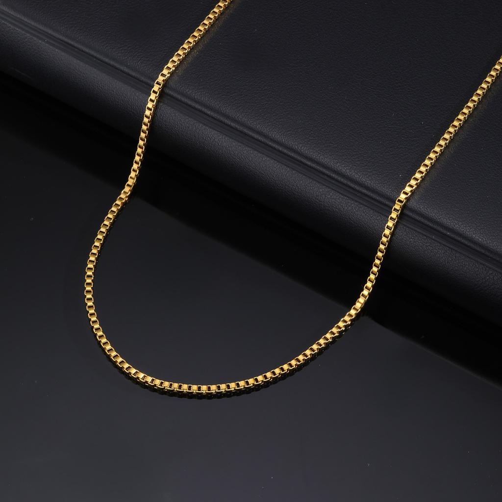 Prjewel 2mm Stainless Steel Box Chain Chokers For Men Boy Gold Plated Metal Ks Short Neck Collar Necklaces Father's Day Gift