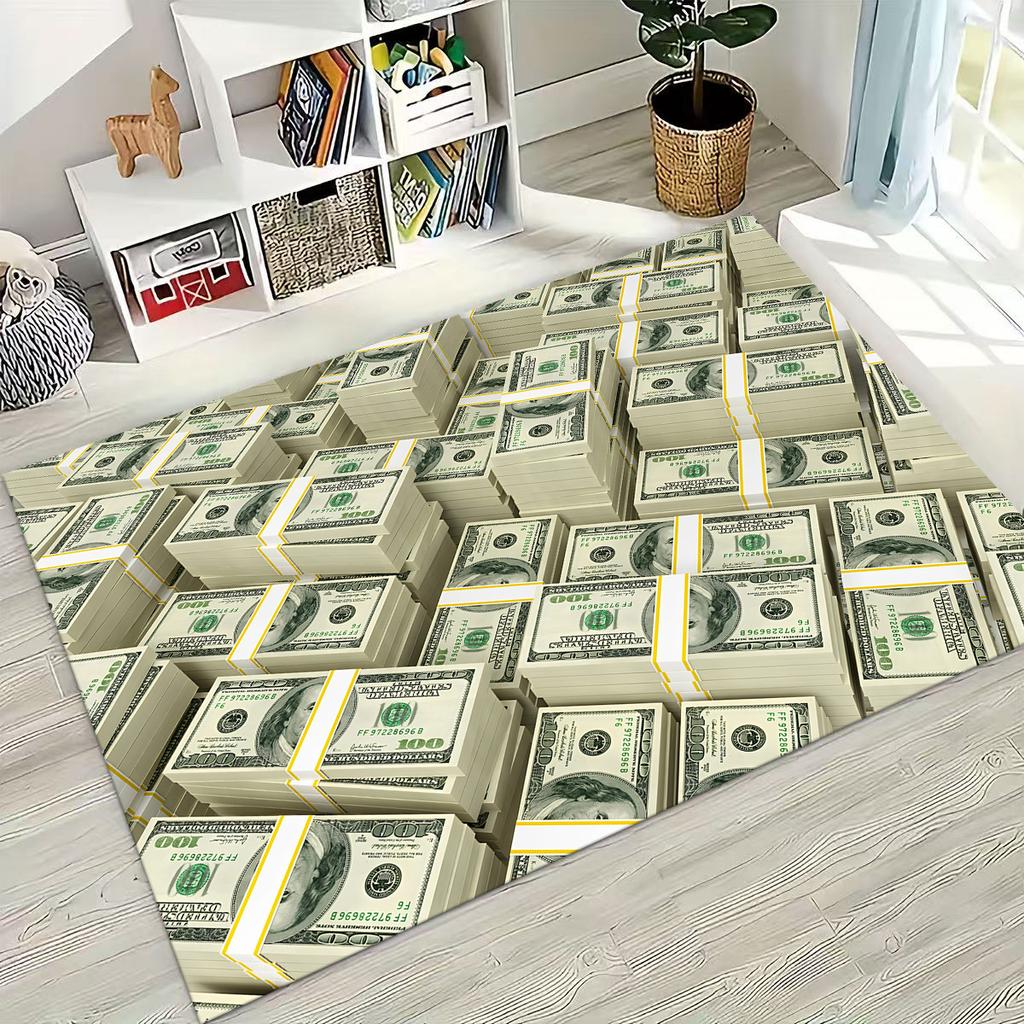 3D Personality Money USD Euro RICH Pattern Rug for Bedroom Living Room Sofa Home Doormat Decor,Large Kid Play Non-slip Floor Mat