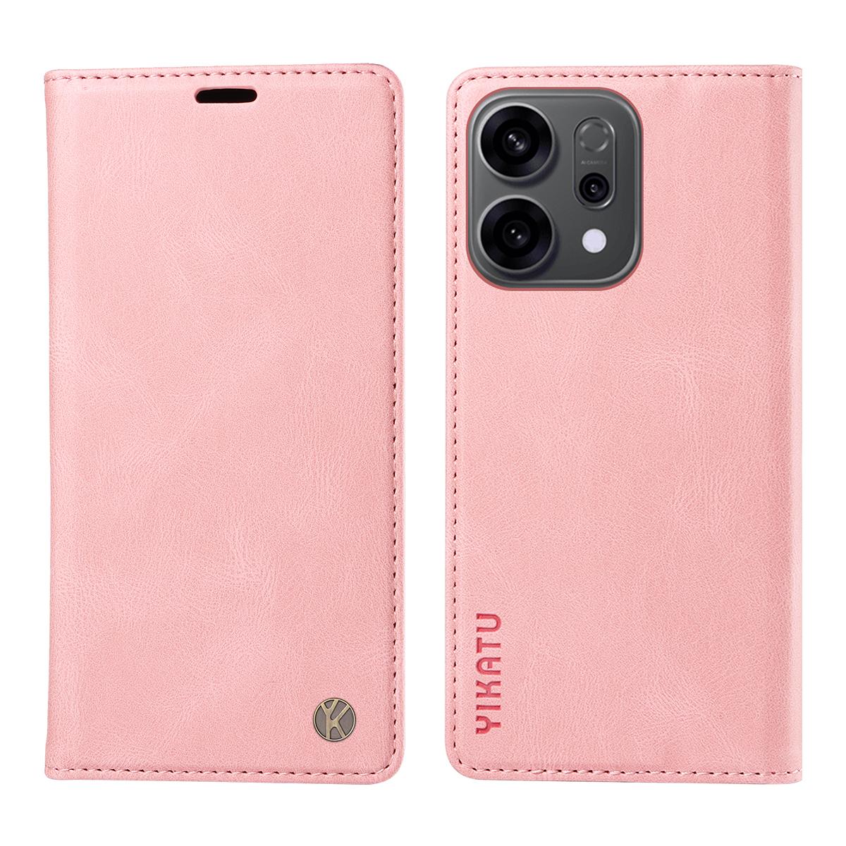 

Для Oppo Reno14 5G (Китай)/Oppo Reno14 F 5G/Oppo Reno14 5G (Глобальный) Кожаный чехол YIKATU YK-004 Чехлы-кошельки для телефона с эффектом кожи Pink