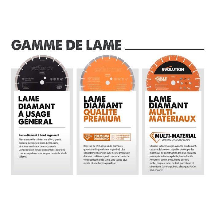 Lame diamant pour découpeuse - evolution - 230 mm - bord segmenté - alésage 22.2 mm - haute performance