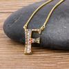 New Arrival Fashion Special Custom Design 26 Initial Letters Necklace Copper CZ Rainbow Pendant Best Family Name Jewelry Gift