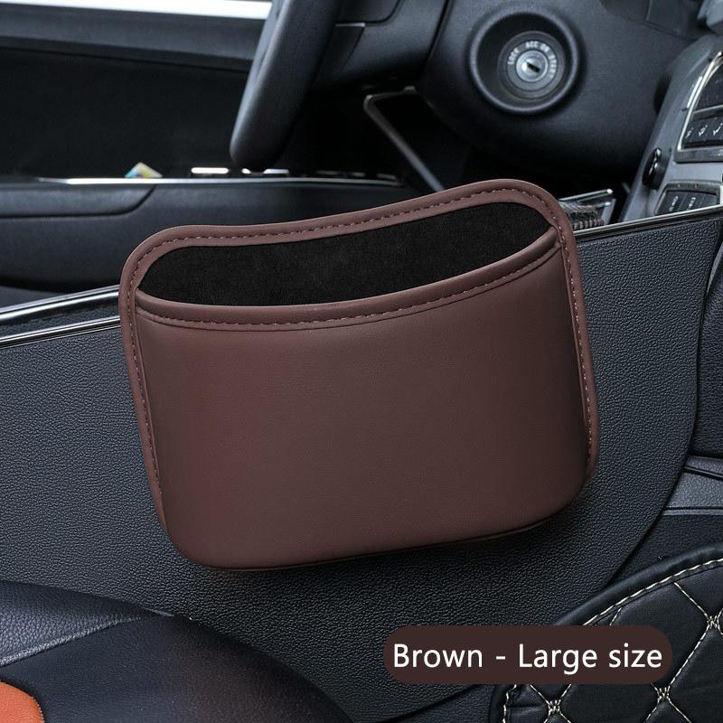 SEAMETAL Car Door Storage Box PU Leather Auto Seat Back Hanging Cup Holder Trash Can Multi-function Car Storage Pocket Organizer