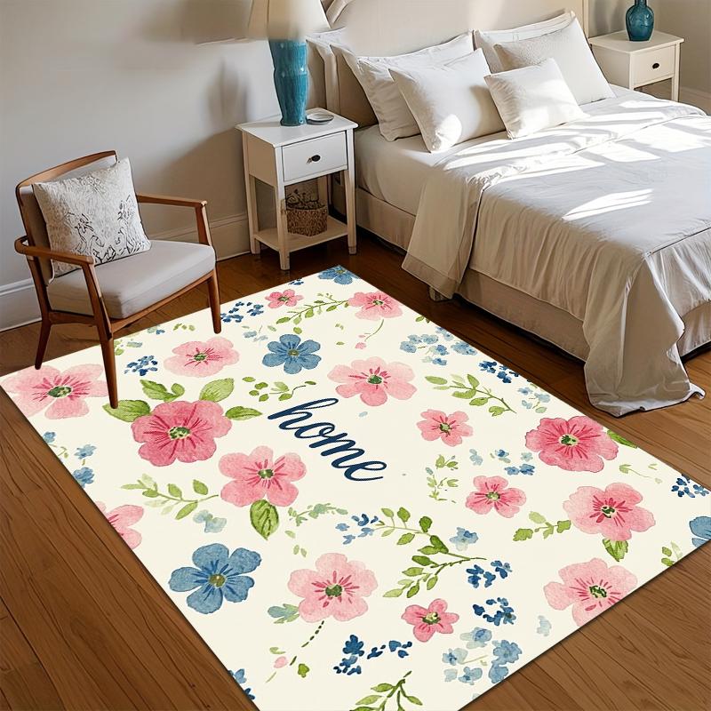 

Non-Slip Entrance Rug Floral Watercolor Carpet Living Room Decoration Soft Kid s Play Floor Mat Durable Rugs for Bedroom Gift 40x60CM