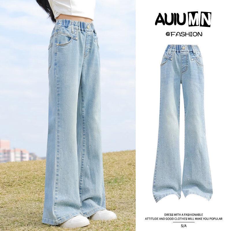 moonkids Girls  Casual Flared Wide-Leg Jeans 160 синий