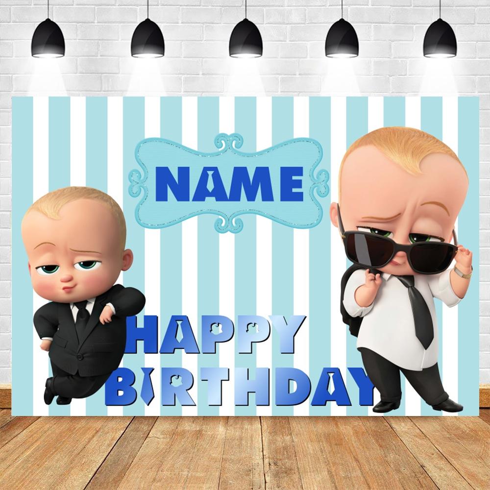 Boss Baby Thema Achtergrond Meisje Jongen Verjaardagsfeest Kinderkamer Decoratie Fotografie Achtergrond Gepersonaliseerd Naam Poster Banner