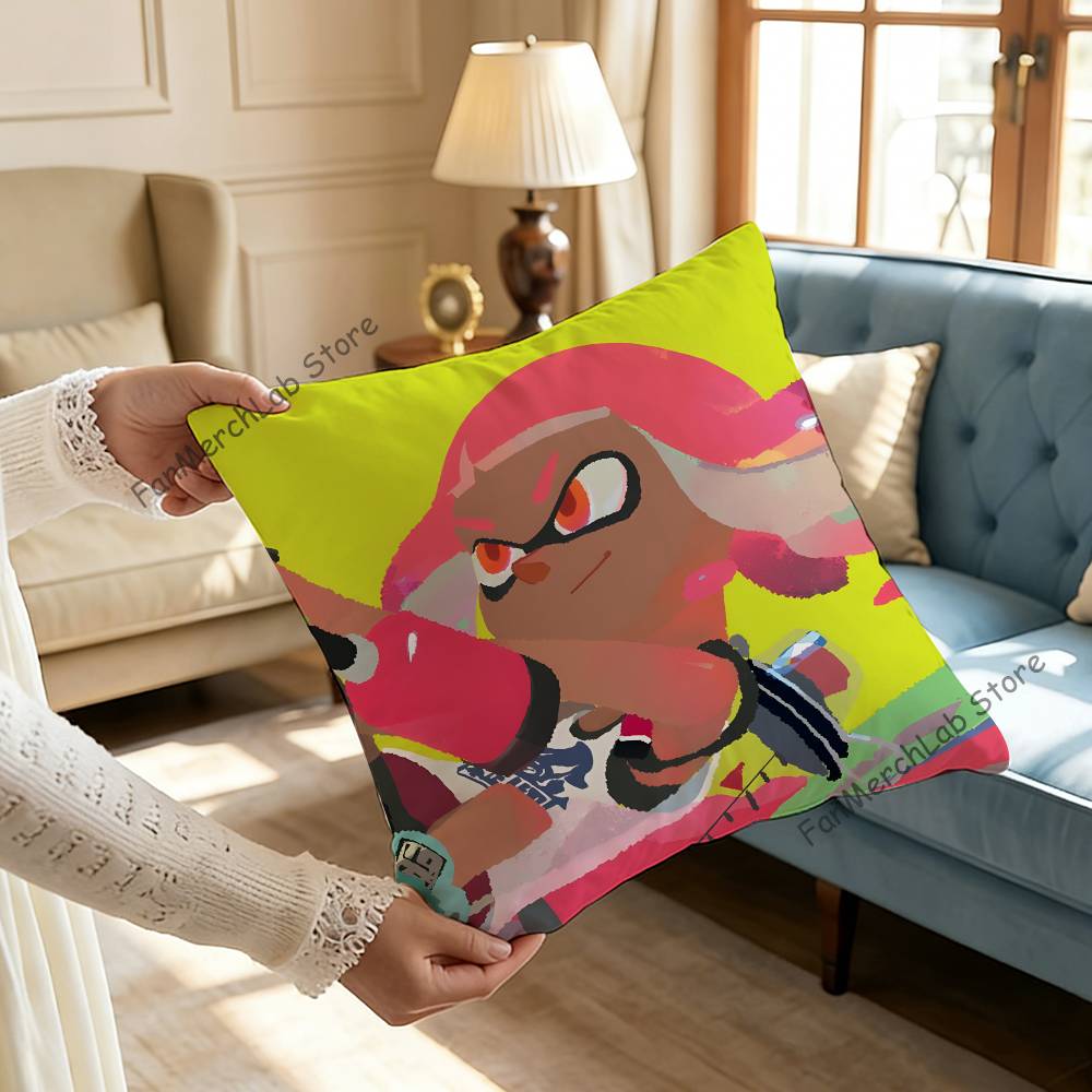 Game SSplatoonS Cartoon Printed Pillow Cover Cushion Case Simple Sofa Pillow Case No Pillow Core