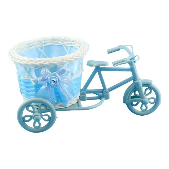 Tricycle Flower Basket Imitation Rattan Woven Decorative Candy Serving Basket Tricycle Planter Flower Holder for Floral Arrangement Party