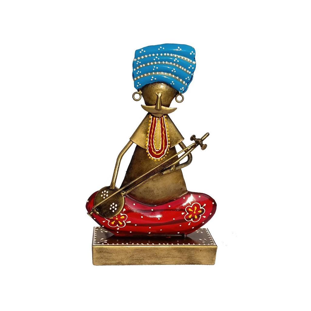 Metal Table Top Decorative Doll (11 X 6 X 2 Inch, Multicolour)