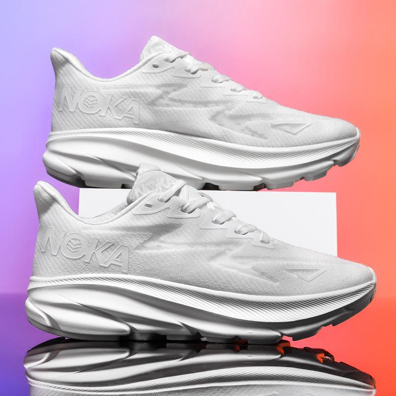 Nouvelles Chaussures de Course à Semelles Épaisses Tendance pour Hommes Maille Respirante Chaussures de Sport Chaussures pour Hommes Marathon Course en Plein Air 36 white