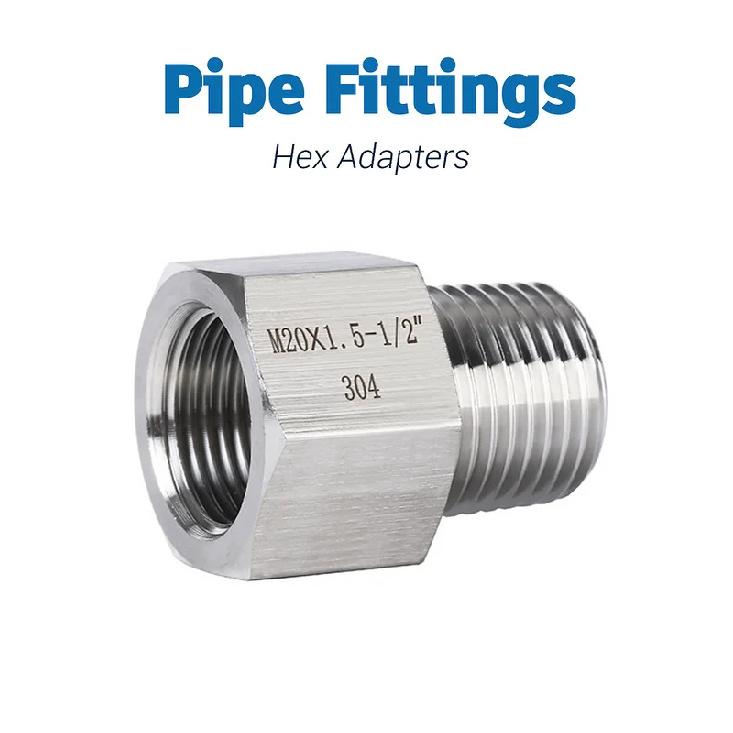 AW® 304 Stainless Steel Hex Adapters Connector Female To Male Pipe Fitting Thread BSP 1/8"1/4"3/8"1/2"3/4"High Pressure 6000psi