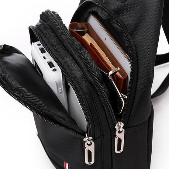Herren Casual Multifunktionale Brusttasche Nylon Umhängetasche Doppelte Aufbewahrungstasche Hüfttasche
