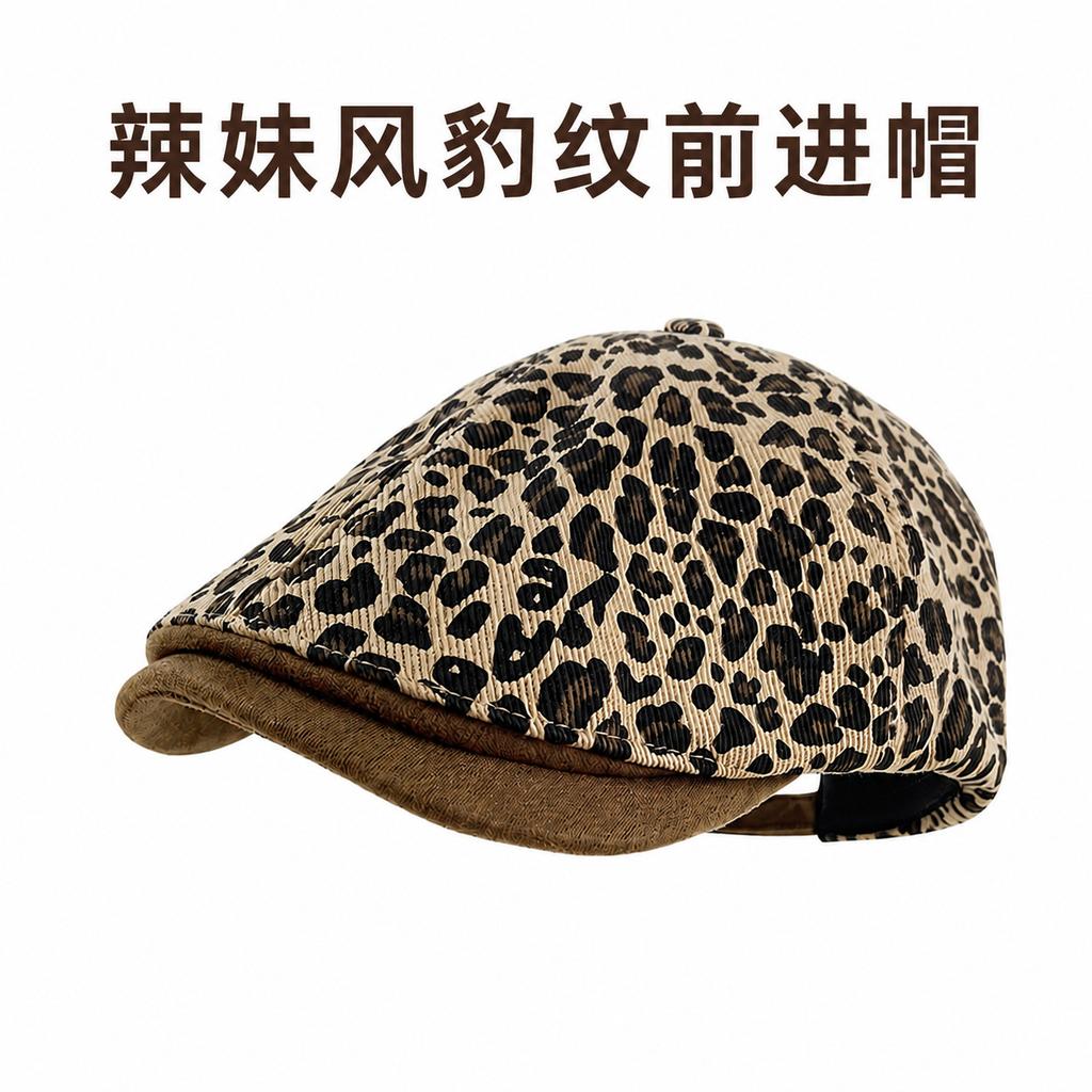 Suede retro duck tongue forward hat autumn and winter American versatile duck tongue beret shows a small face and wears a painter hat
