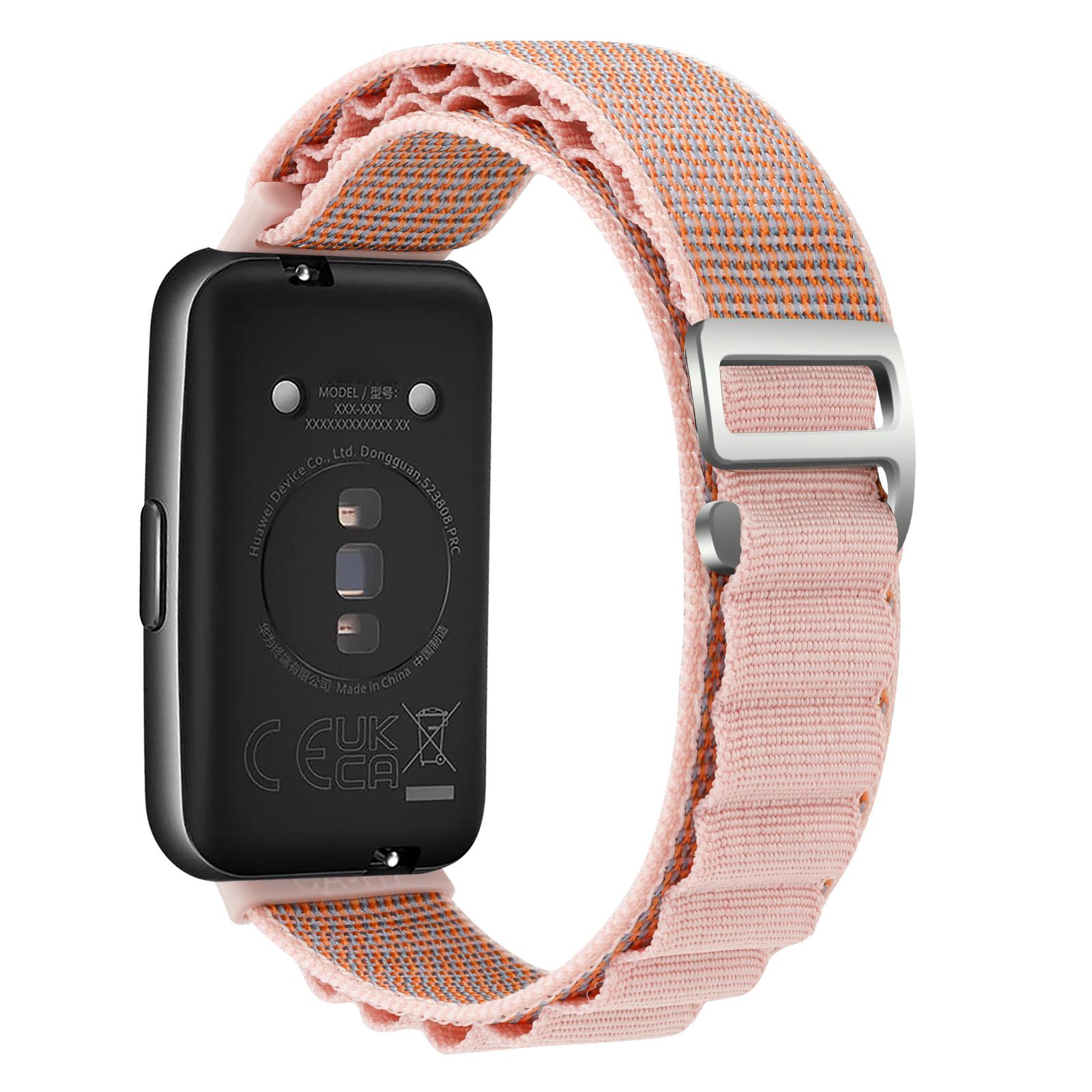 

For Huawei Band 7 Replacement Watch Band Nylon Adjustable Wrist Strap Pink