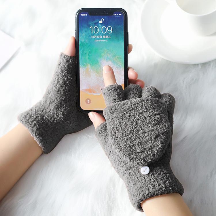 Unisex Rukavice s odklápěcími prsty Dámské Korálový samet Odolné proti chladu Palčáky Zimní teplé Měkké Dvouúčelové Fleece rukavice