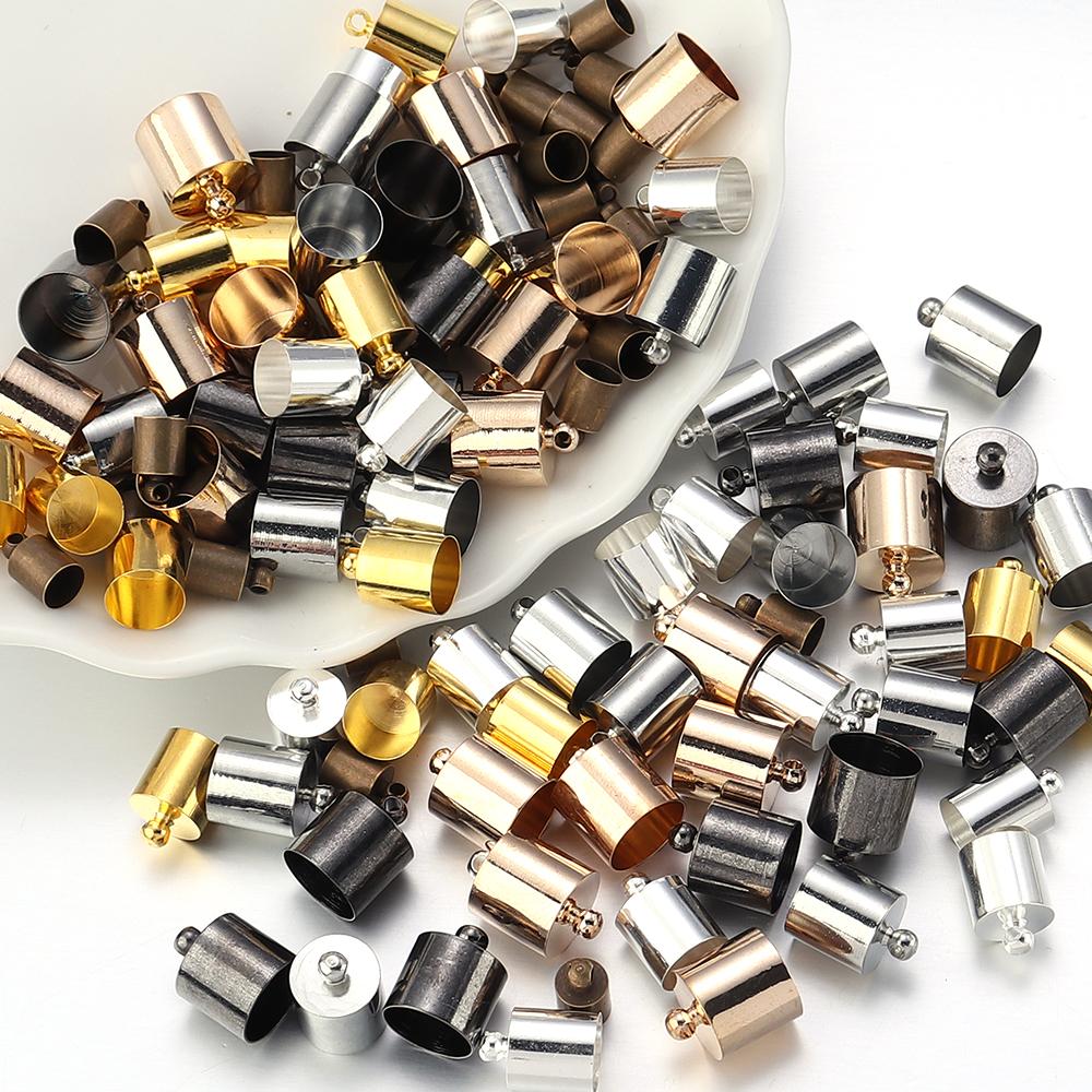 20-50pcs/lot Copper Crimp End Caps Leather Cords Bracelet Tassel End Tip Beads Caps Clasps DIY Necklace Jewelry Making Accessory