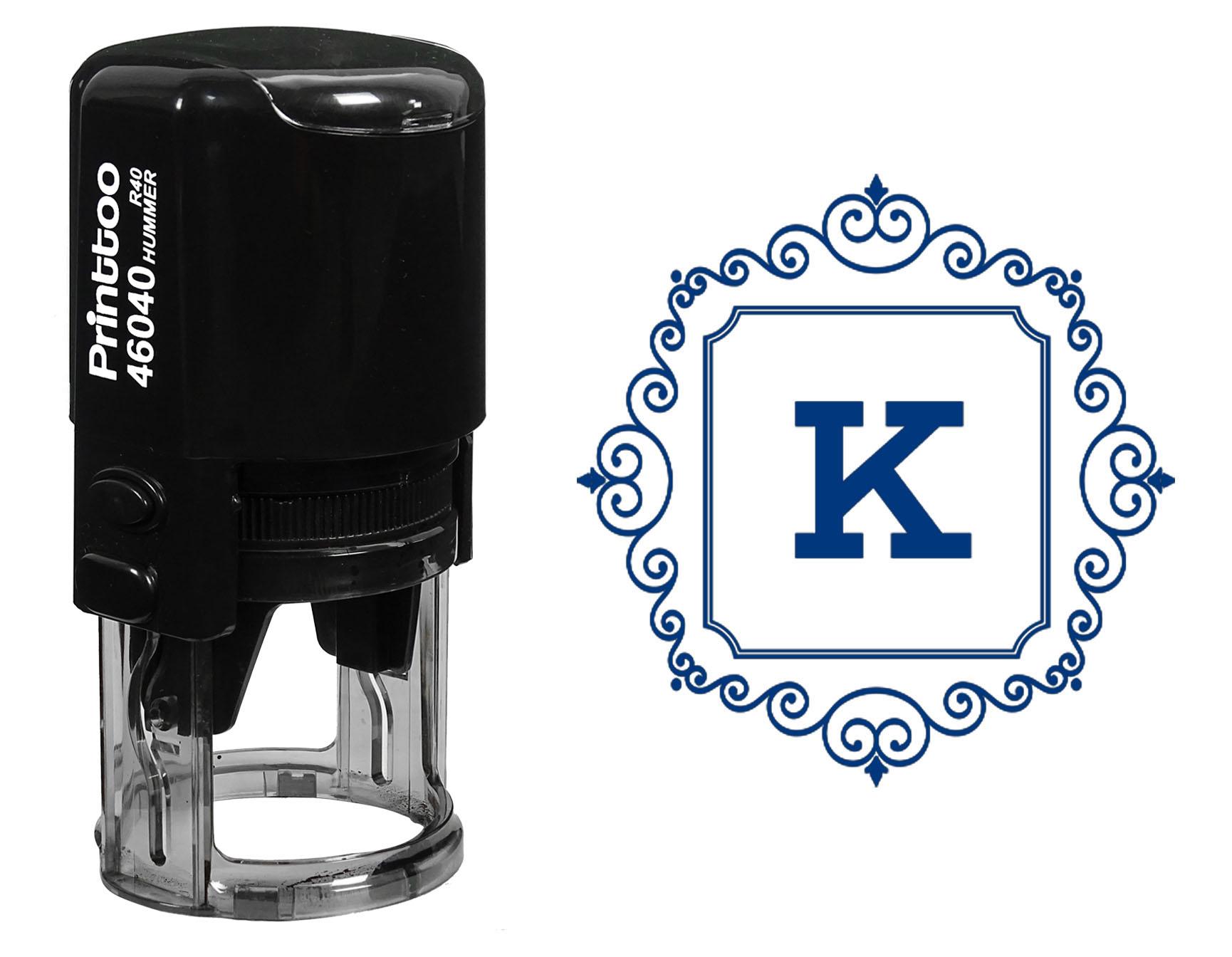 

Printtoo R-40 Square Swirl Border K Alphabet Monogram Initial Office Stationary Self Inking Rubber 30 mm Diameter (Approx) синій
