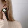S911 Silver Needle 1010 New Geometric Rhombus Green Stud Earrings New Internet Celebrity Premium Earrings