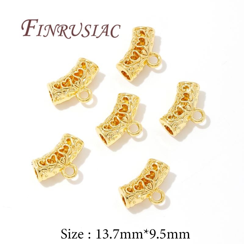 5-15Pcs/Lot 18K Gold Plated Bails For Pendants,Curved Tube Spacer Bead Findings,Beads Bails Connectors For Jewelry Accessories
