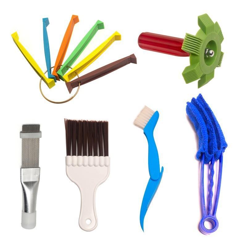 Set Pulitore Alette Condizionatore Aria Spazzola Pulizia Bobine AC 5 Pettini Alette Diversi Raddrizza Alette Condensatore Pettine Evaporatore AC Strumento Pulizia Riparazione Radiatore
