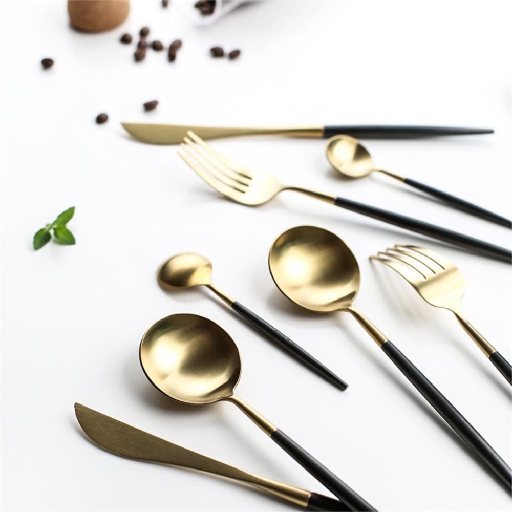 andoo Cutlery Stylish Fork 20 Colors Available Cake Stainless Dessert Chopsticks Dishwasher Kitchen Wedding Housewarming Gift Set, Knife, Spoon, Set,