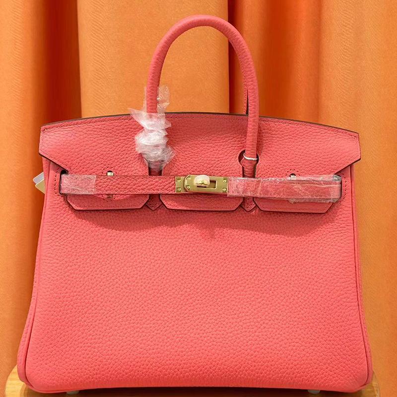 Li-Muster Togo-Leder 25/30/35 cm Rindsleder erste Schicht tragbare Pendlertasche Damen Goldene Schnallenverzierung