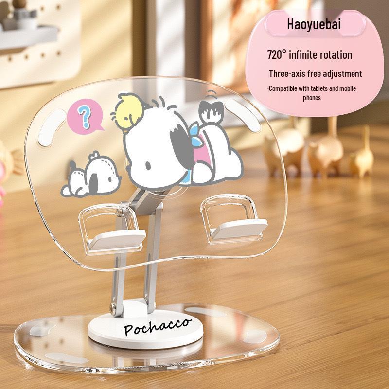 

Acrylic Cartoon Cute Tablet Stand for TV Show Watching, Retractable Desktop Storage Rack, Transparent Design