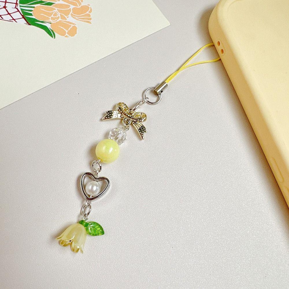 Bow Bead Phone Chain Anti-loss Cell Phone Strap Mobile Accessories Mobile Phone Lanyard  Woman Girl