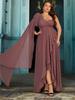 2024 Plus Size V-Neck Chiffon Bridesmaid Dress - Flowy Light Luxury Design.
