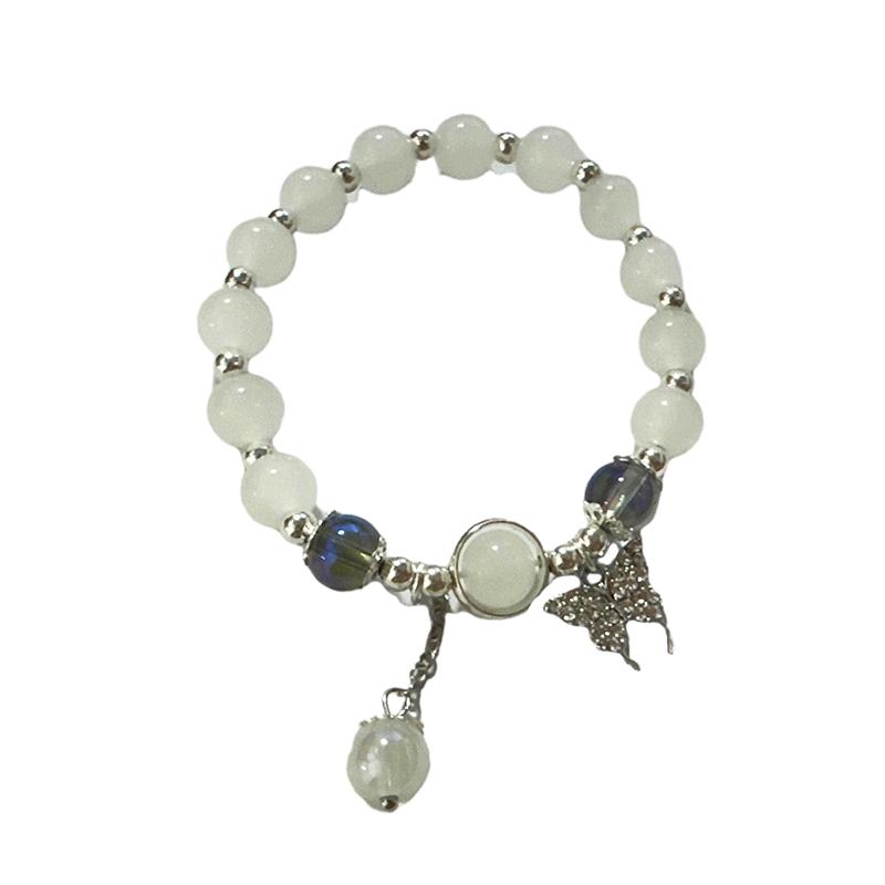 Korean Fashion Imitation Opal Bracelet Simple Pendant Bracelet Ins Moonstone Crystal Bead Moon Pendant Bracelet Jewelry Gifts