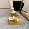 Women's Thick-soled Loafers Fur Round-toe Casual Sneakers Flat Shoes New Dress Winter Solid Color Keep Warm Breathable Versatile