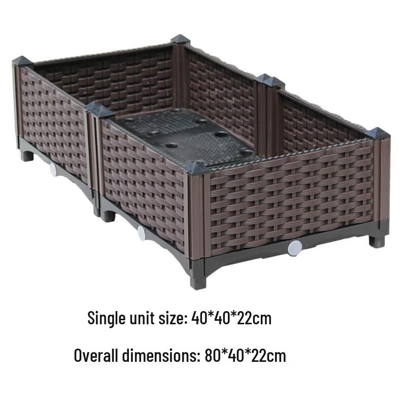 Outdoor Rattan Style 5-Link Plastic Raised Garden Bed