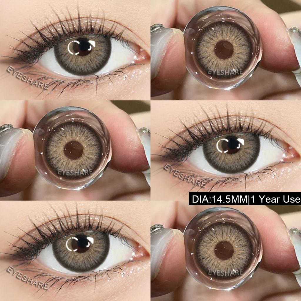 Eyeshare Colorful Contact Lens 2pcs Wusu Series Brown Lens Black Beauty Pupils Natural Look Yearly Contacts