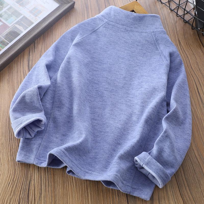 2025 Autumn Kids' Skin-Friendly Fleece Stand Collar Base Layer Top - Super Warm & Lightweight for Boys and Girls