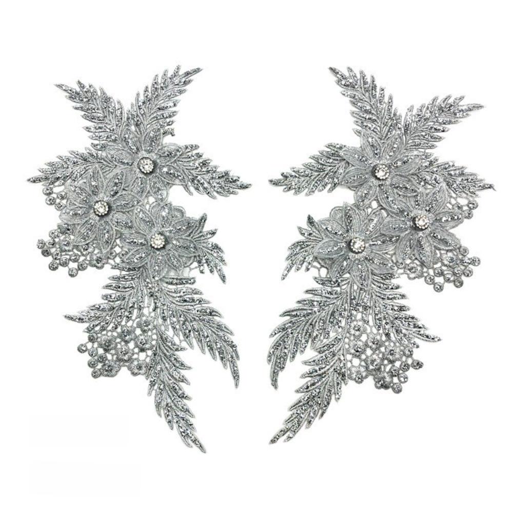 DIY 3D Flower Applique Rhinestone Lace Sewing Accessories New Sew On Patches Clothing Decoration