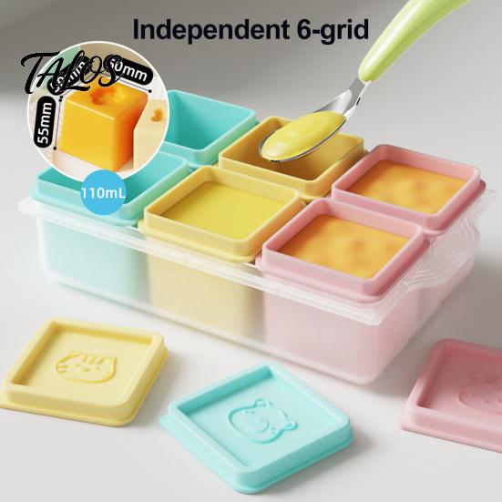 Baby Meal Prep Accessories Food Grade Silicone Freezer Molds, Large Capacity 6 Compartments BPA Free Storage Containers, Leak-proof Reusable