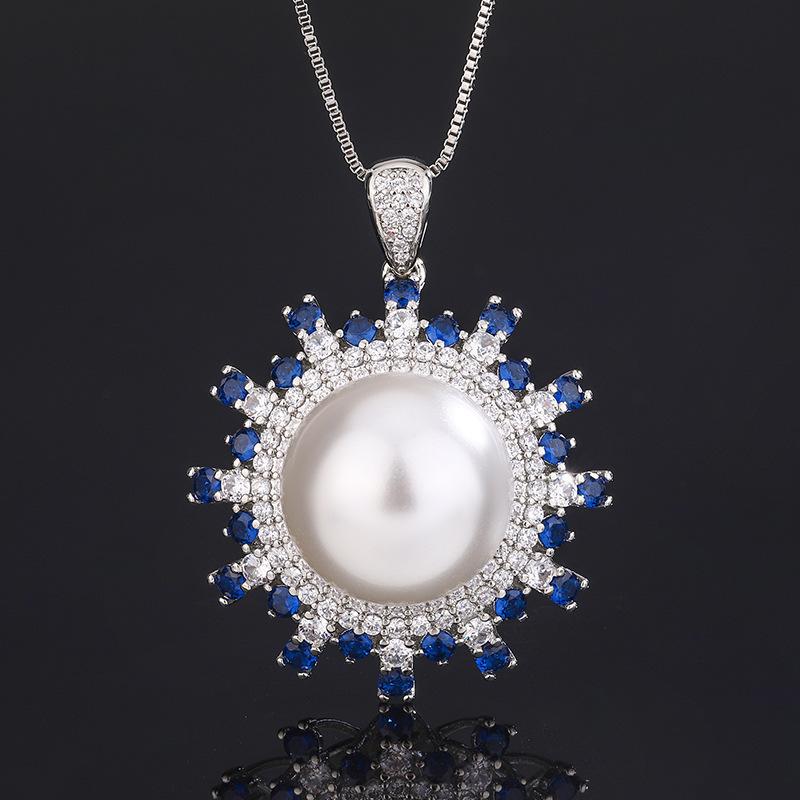 

Ювелирный набор из трех предметов с медным основанием, покрытый золотом, инкрустированный королевским синим жемчугом, для женщин 16-12 мм