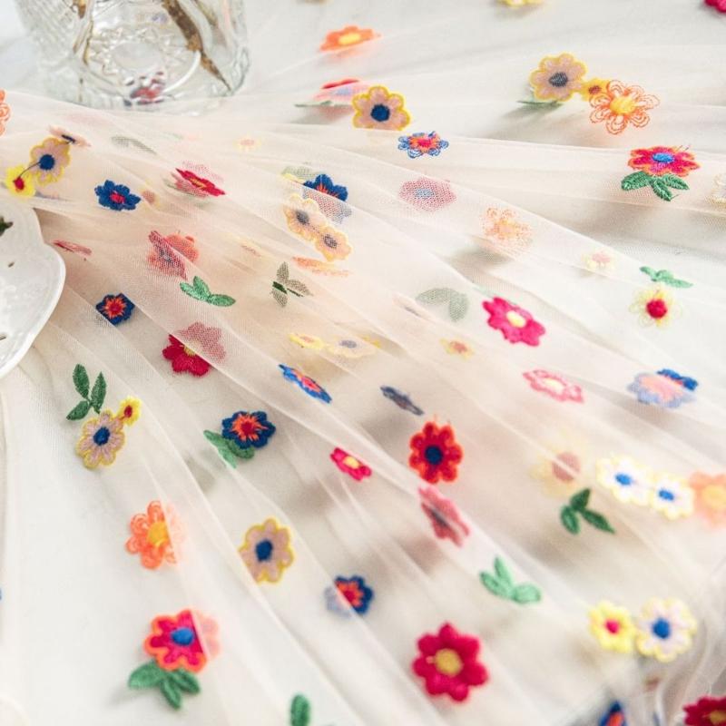 Elegant Lace Embroidery Tablecloth For Dining Table Decoration Polyester Fabric And Easy To Cleaning
