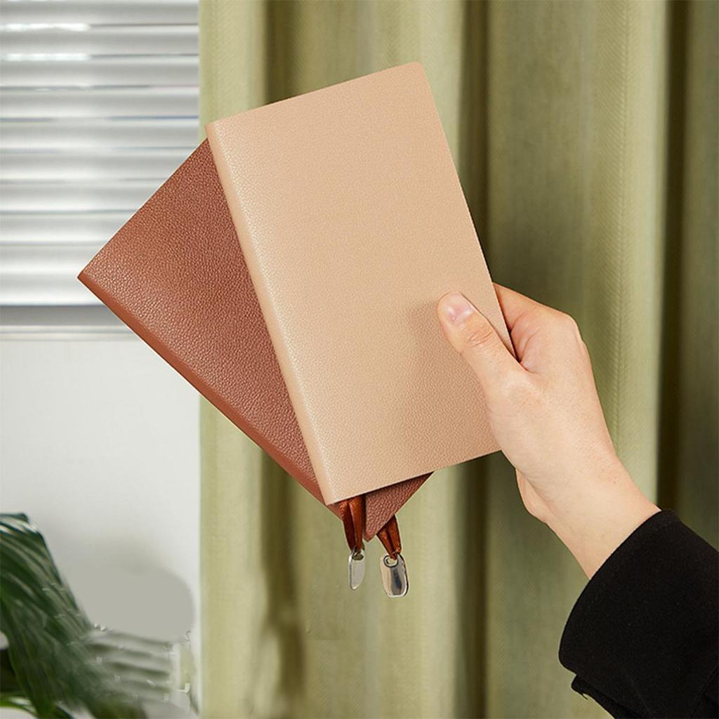 A6 litchi leather thickened student subject notebook, small diary, work notebook, business meeting record book, 96 sheets 192 pages