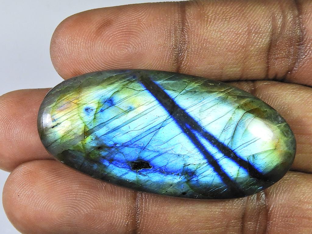 96 cts. Labradorita natural multifuego, cabujón ovalado suelto, 23 x 51 x 8 mm, SK-1173