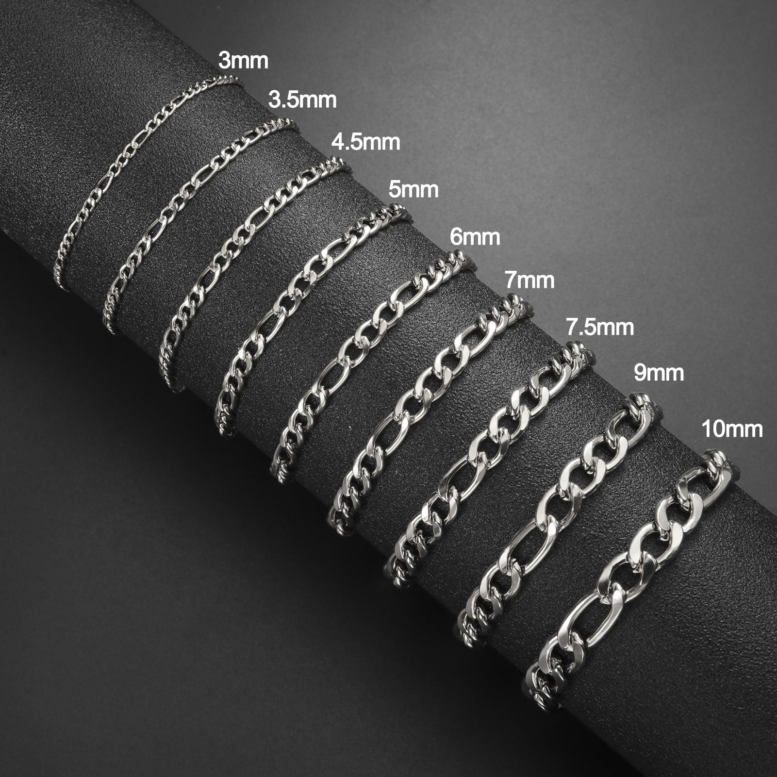 

Teamer 3-10mm Wide Men s Cuban Chain Bracelet Women Stainless Steel Gold Color Minimalist Basic Figaro Chain Punk Jewelry Gift 3mm&21 cm