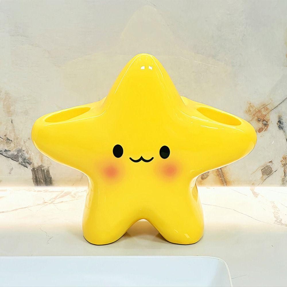 Creative Ceramic Pen Holder Waterproof Star Shaped Electric Toothbrush Holder Non Slip Portable Toothbrush Storage Rack