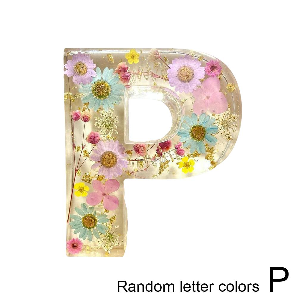 Floral Letter Night Light Alphabet Letter LED Lights Luminous Number Lamp Decorative Resin Lamp With Initial Letter & Dry Flower