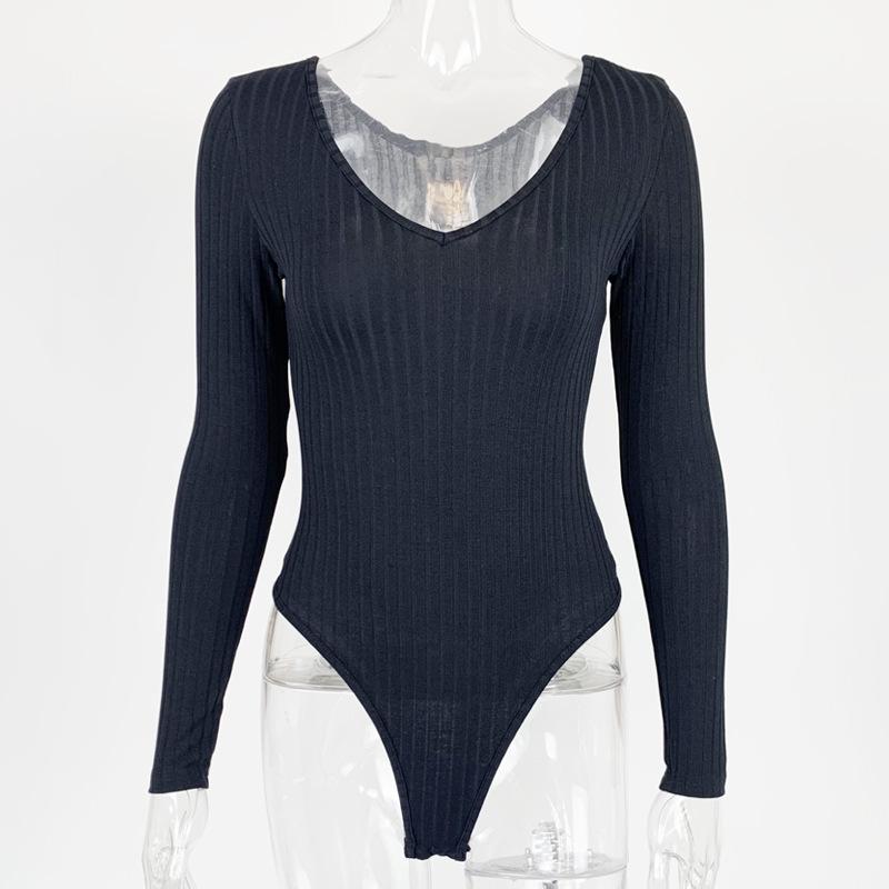 2025 Women's Sexy Slim V-Neck Long-Sleeve Bodysuit for Autumn & Winter
