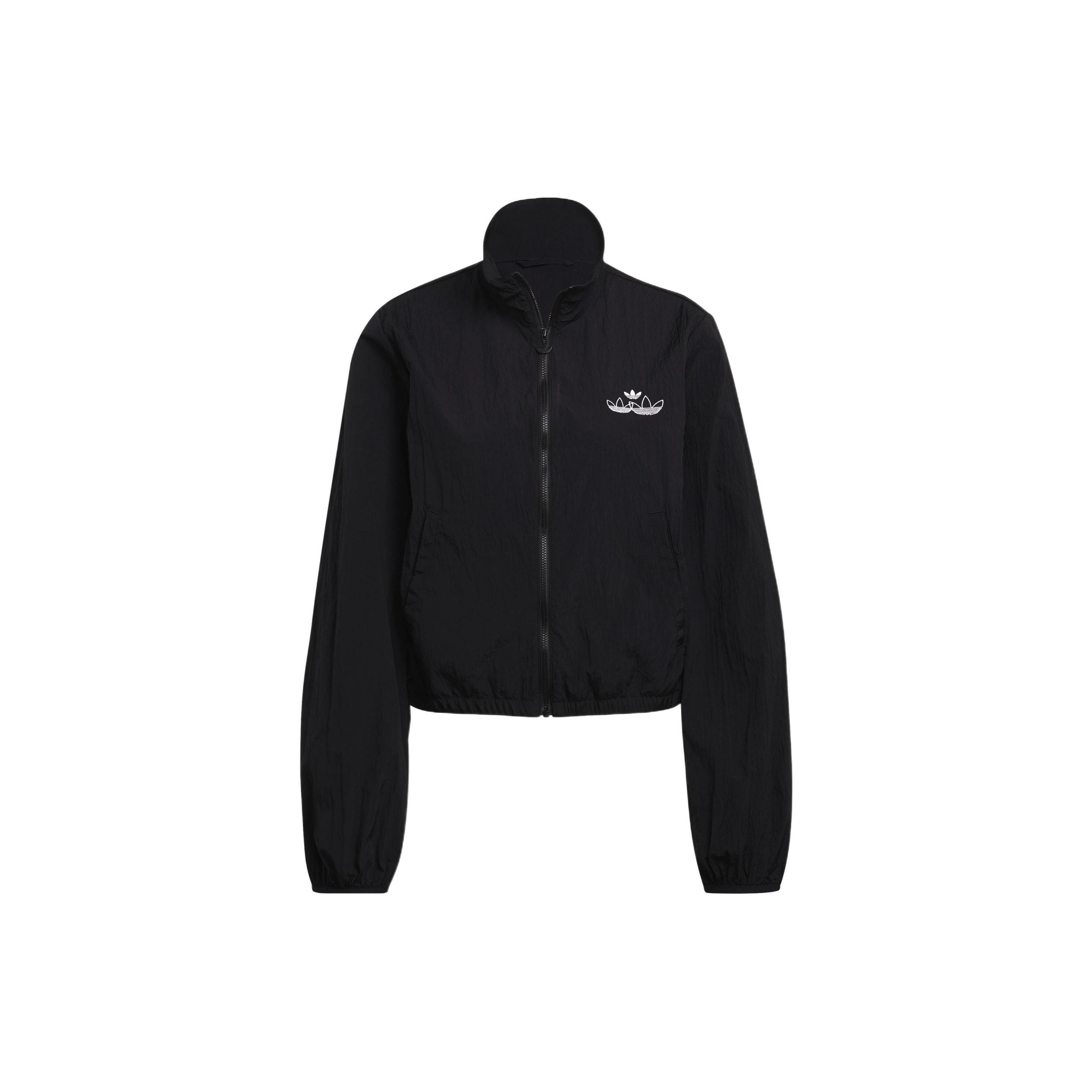 Adidas Originals Trefoil Сплошной Логотип Микро Значок Молния Спортивная Куртка Женские Куртки Черный H17931 32