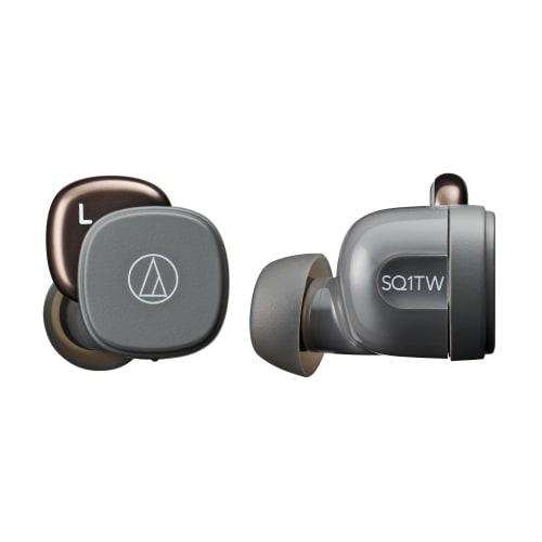 Audio-Technica ATH-SQ1TW STB Wireless Earphones, Stone Black, Bluetooth, Fast Charging, Compact, Lightweight, Sustainable