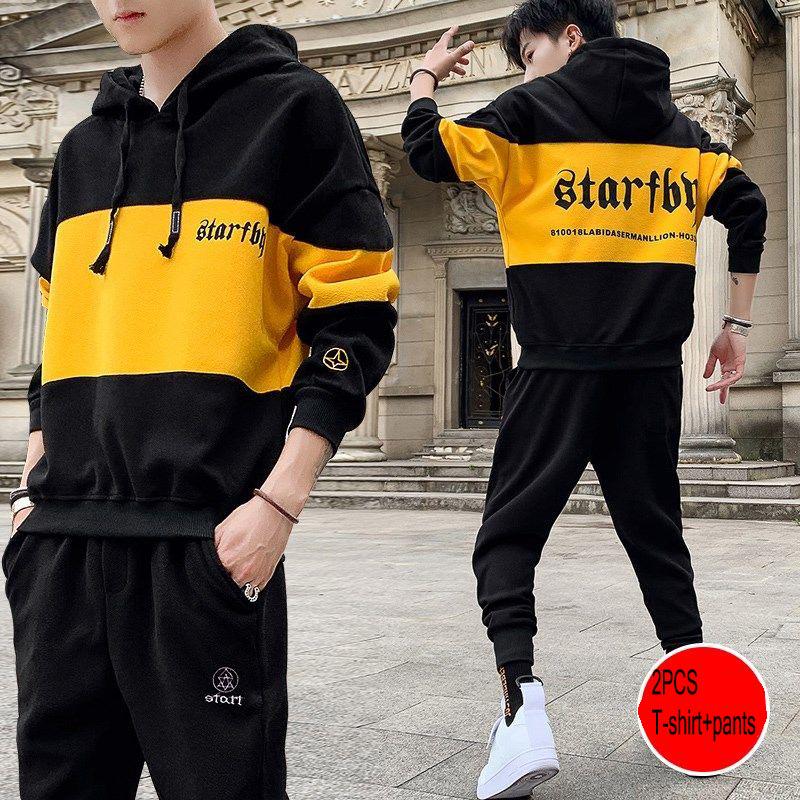 Capuchas de moda de los hombres conjunto trajes suéter sudadera hombres  chándal traje conjunto hombres ropa comprar a buen precio — entrega  gratuita, reseñas reales con fotos — Joom