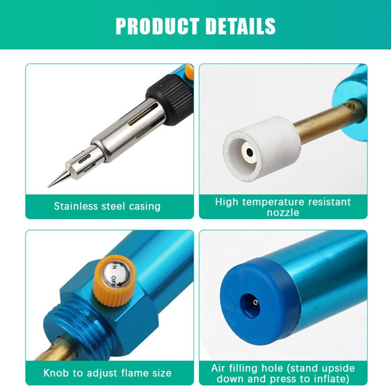 Handy Gas Soldering Pen Soldering Iron For Precise Welding And Heat Shrink For Diy Repairing With Changeable Tips 210~450 Celsius
