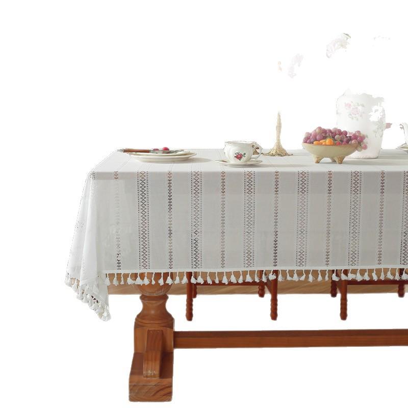 French Lace Romantic White Hollow Striped Tablecloth Tablecloth Tablecloth Wedding Decoration