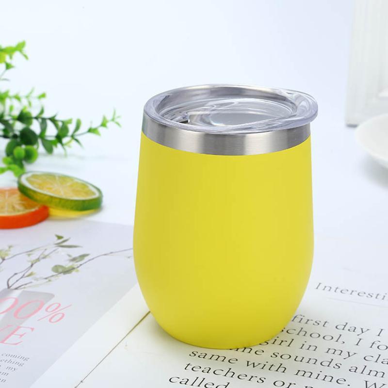 Stainless Steel Eggshell Wine Tumbler 12oz Double Wall Vacuum Insulated Reusable Cup for Birthday Holiday Gifts